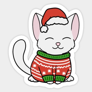 Christmas Sweater White Cat Sticker